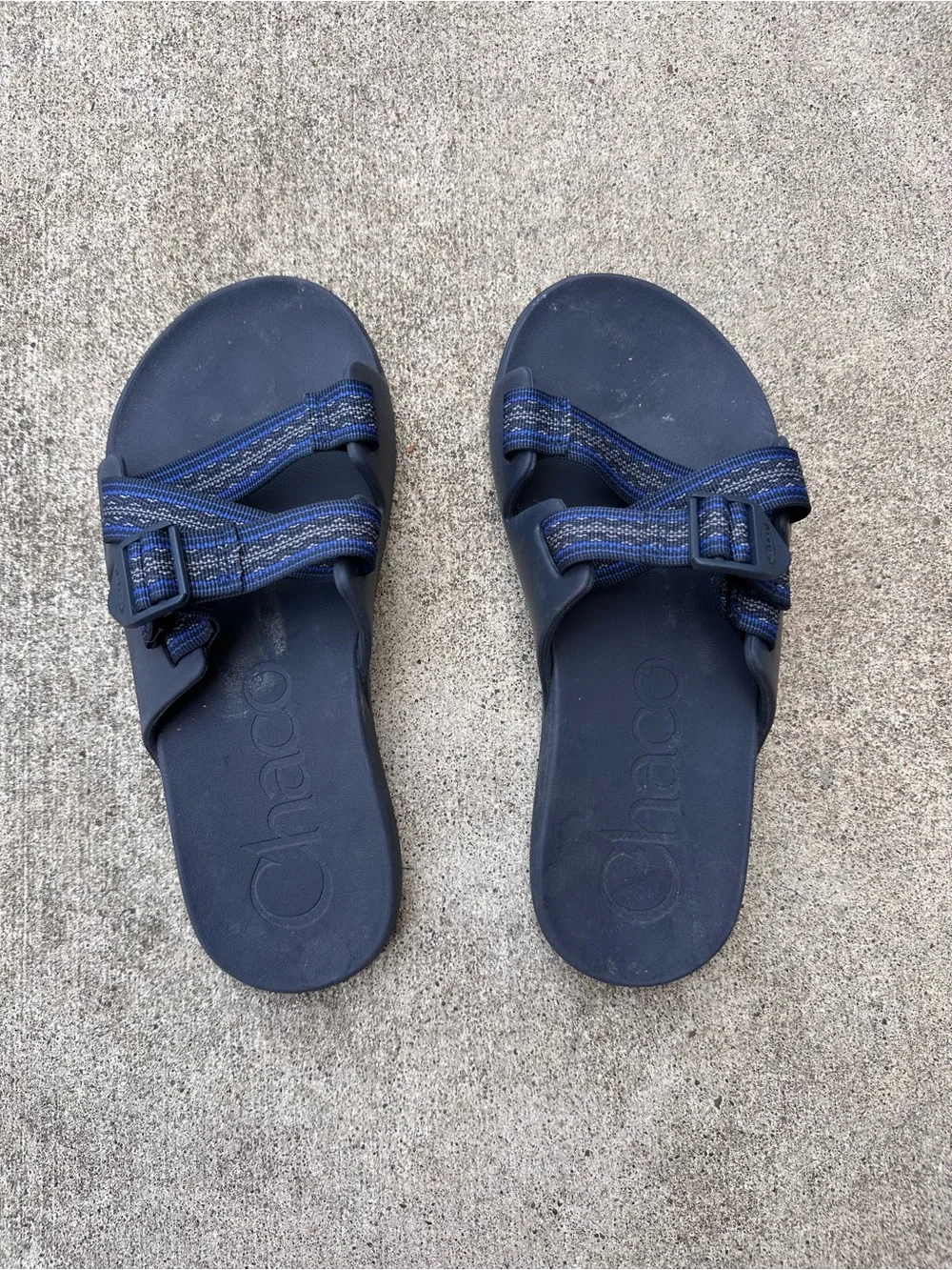 Chaco Men's Chillos Slides in blue and grey Slip on Sandals Size 10 (A45)